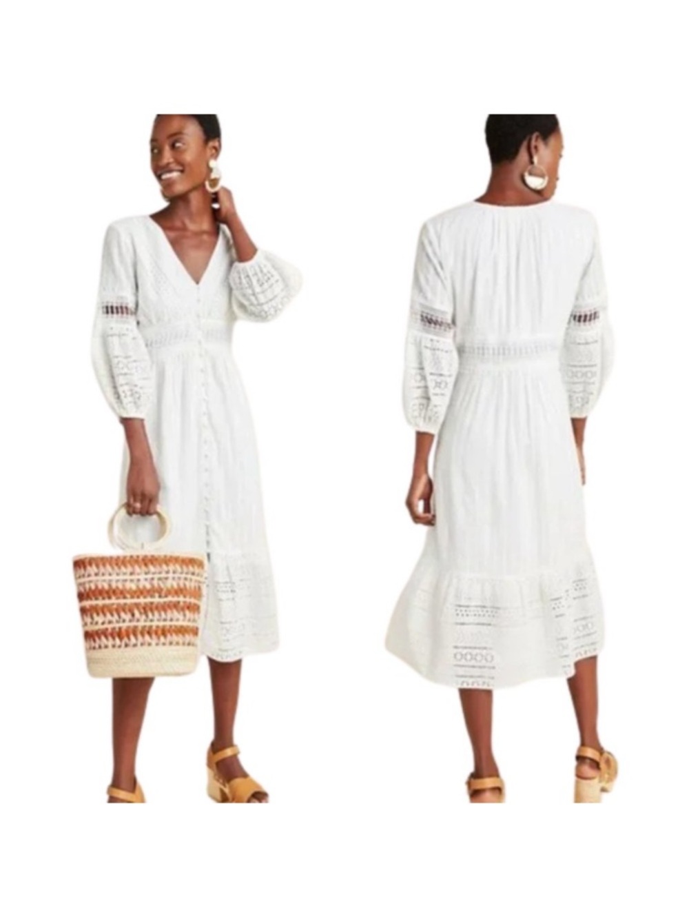 Anthropologie ebba eyelet midi dress please see measurements